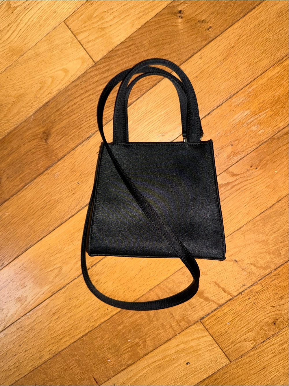 Minimalist Black Mini Top-Handle Bag with Crossbody Strap
